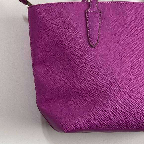 David Jones Paris Purse Tote Purple Vintage Zipper 17x10 Faux Leather‎ Party NEW - Picture 3 of 11
